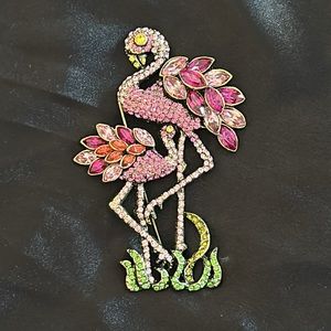 Heidi Daus "Shore Thing" Pave Crystal Flamingo Pin Brooch